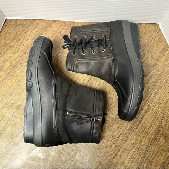 Sperry Black Gray Women’s Pull On Side Zip Side Lace Duck Boots Size 10 - Picture 7 of 13